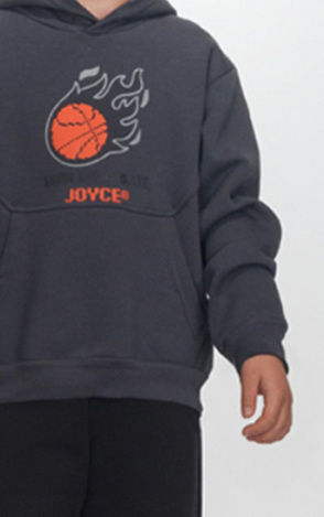 JOYCE jumpsuit with hood in charcoal-black color.