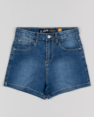 LOSAN denim shorts in blue with a high waist fit.