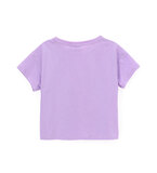 SNOOPY cotton blouse in lilac color, with embossed print on the front.