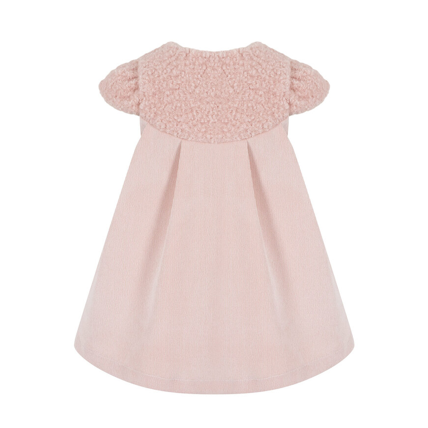 LAPIN HOUSE pink dress with fur detail on the top.