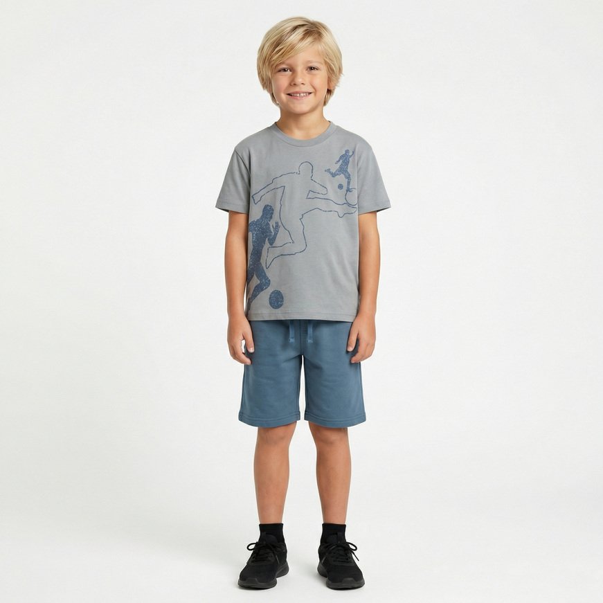 Σετ σορτς TRAX σε χρώμα γκρι με μπλε ραφ.