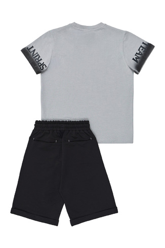 Σετ μπλούζα με βερμούδα SPRINT, σε γκρι με μαύρο χρώμα.