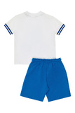 Σετ μπλούζα κοντομάνικη με βερμούδα SPRINT, σε λευκό με μπλε ρουά χρώμα.