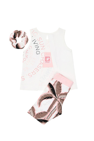 Σετ κολάν SPRINT σε χρώμα εκρού με ασορτί λάστιχο για τα μαλλιά.