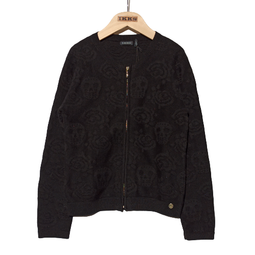 Ikks knitted cardigan in black with a round neck.