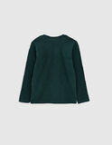 IKKS organic cotton blouse in dark green color with appliqué embroidery.