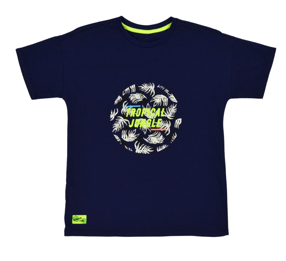 HASHTAG t-shirt in black color with "TROPICAL JUNGLE" print.
