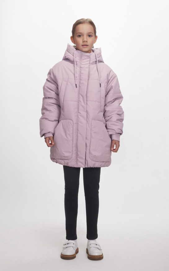 Μπουφάν JOYCE σε λιλά χρώμα με ενσωματωμένη κουκούλα.