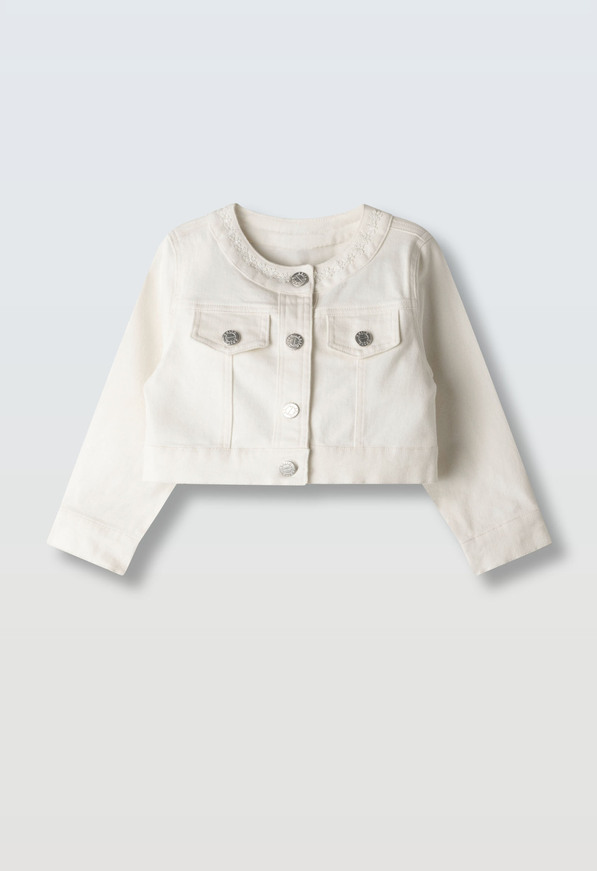 Μπουφάν τζιν ΕΒΙΤΑ σε χρώμα εκρού απαλό.