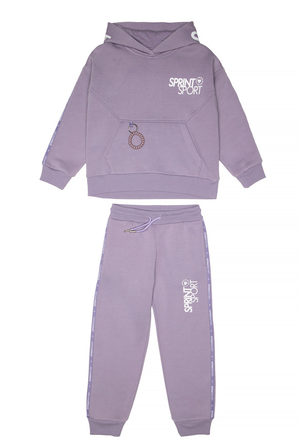 Σετ φόρμας SPRINT σε λιλά χρώμα με ενσωματωμένη κουκούλα. 