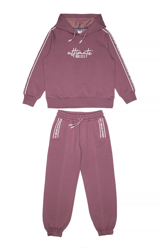 Σετ φόρμας SPRINT με ενσωματωμένη κουκούλα σε ροζ σκούρο χρώμα. 