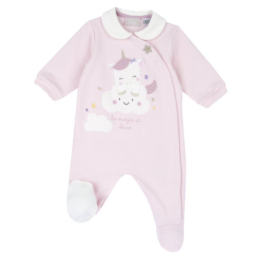 CHICCO bodysuit in pink color with unicorn design.