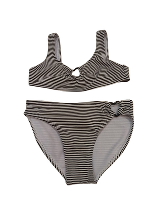 LOSAN striped bikini swimsuit in white-black.