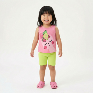 TRAX leggings set in pink and green.