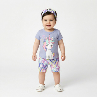 Σετ κολάν TRAX σε χρώμα λιλά με λευκό και ασορτί κορδέλα μαλλιών.