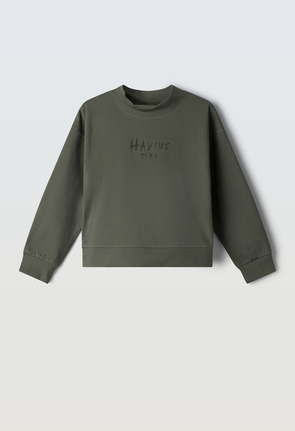 Μπλούζα φούτερ ΕΒΙΤΑ σε λαδί χρώμα.