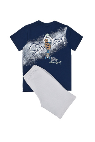 Sprint blouse and bermuda shorts set, in light blue-gray color.