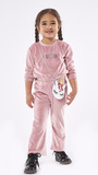 EBITA velor tracksuit set in pink with a matching unicorn bag.