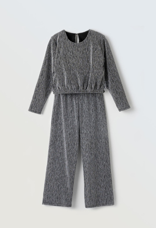 EBITA pants set in metallic silver color.