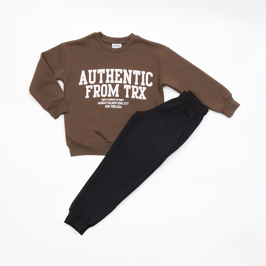 Trax tracksuit set in brown with embossed print.