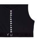 Sports bra D.K.N.Y. in black color with embossed letters.