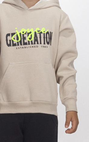 Μπλούζα φούτερ JOYCE σε μπεζ χρώμα με ενσωματωμένη κουκούλα.