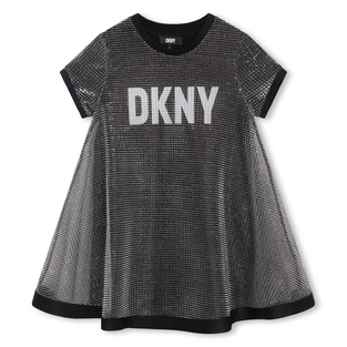 Φόρεμα D.K.N.Y. σε μαύρο χρώμα με αποσπώμενη επένδυση από μεταλιζέ ύφασμα.
