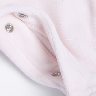 CHICCO velor bodysuit in pink with embossed bow print.