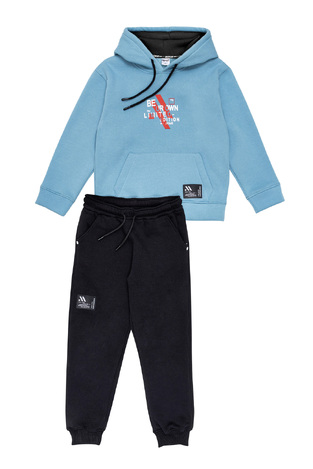 SPRINT tracksuit set in light blue and black.