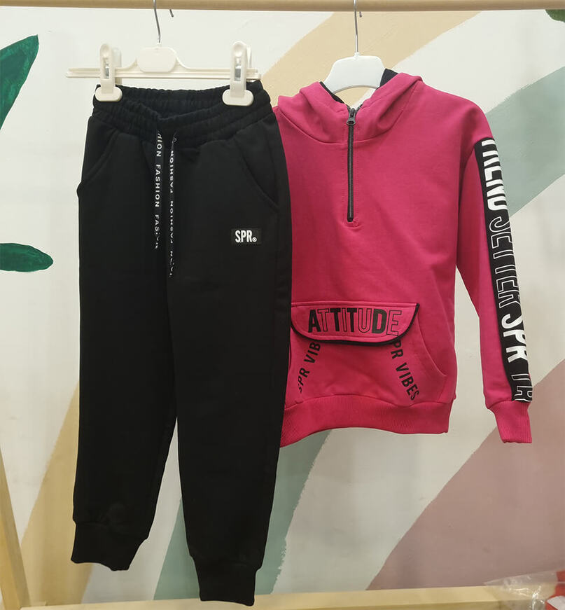 SPRINT tracksuit set, fuchsia blouse and tracksuit bottoms.