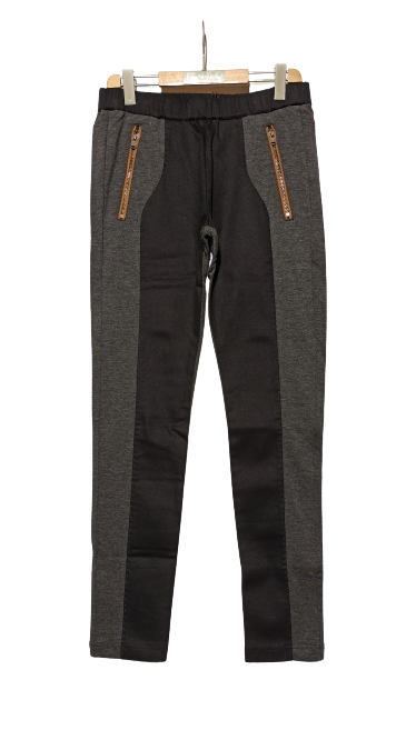 IKKS leggings in charcoal gray cotton stretch fabric with elastic waistband.