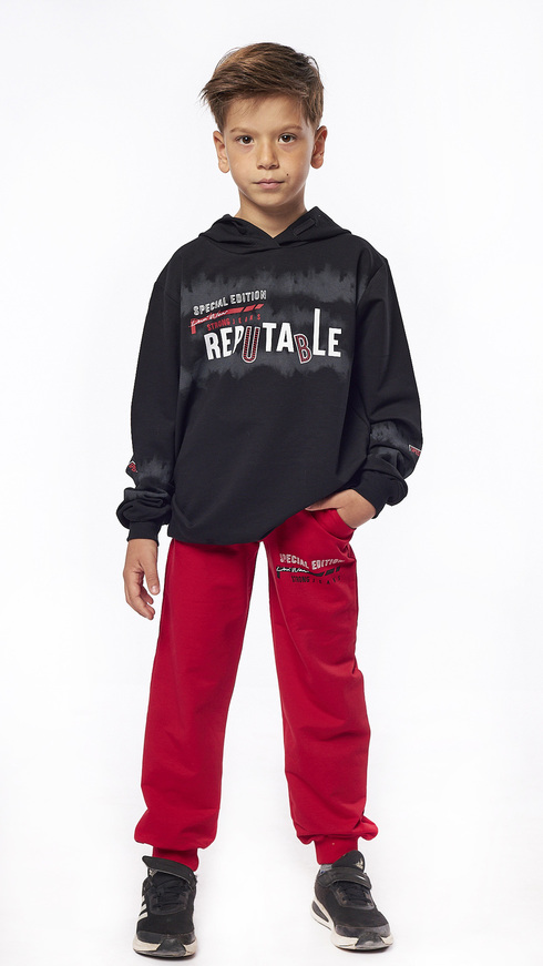HASHTAG tracksuit set, hoodie and pants in red.