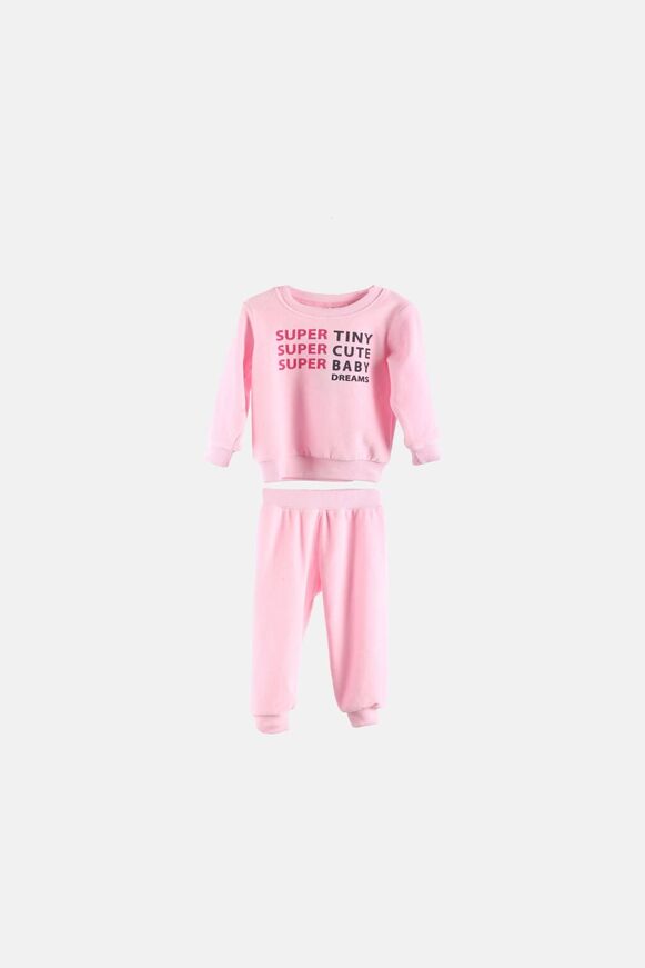 DREAMS velor pajamas in soft pink color with embossed print.