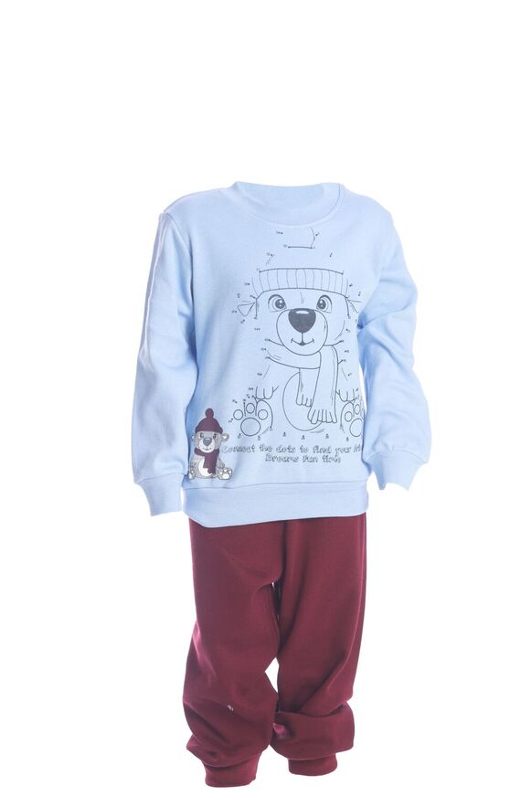 DREAMS pajama in siel color with teddy bear print.