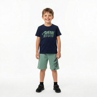 Σετ σορτς TRAX σε σκούρο μπλε με μέντα χρώμα.