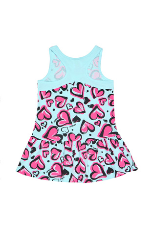 SPRINT macho dress in light blue with all over heart print.