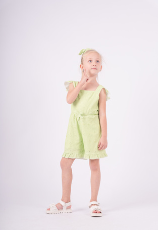 Full length EBITA shorts in lime color with kipur design.