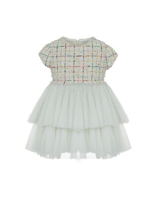 LAPIN HOUSE dress in off-white color with tulle trim.