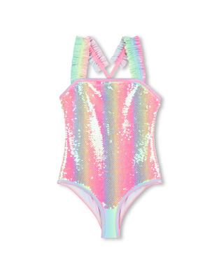 BILLIEBLUSH colorful one-piece swimsuit with sequins.