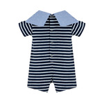 LAPIN HOUSE bodysuit in blue color with striped pattern.