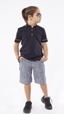 HASHTAG polo shirt in black color with print.