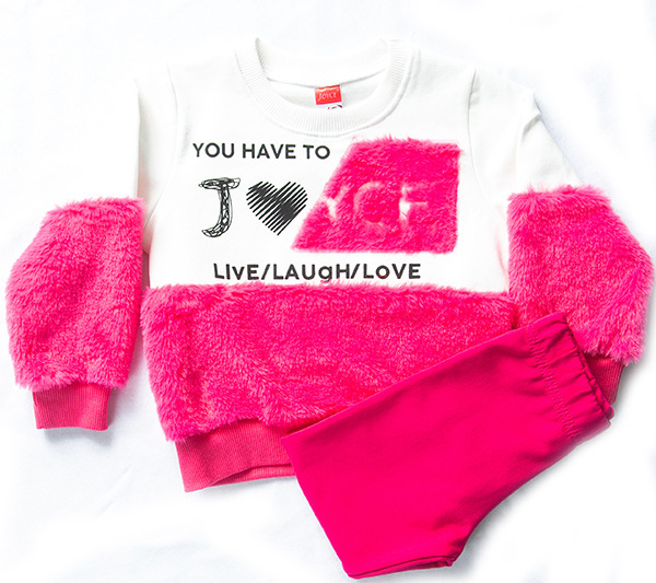 JOYCE tracksuit set with two colors and fur detail.