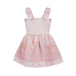 LAPIN HOUSE linen dress in pink color with cute flower print.