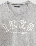 IKKS blouse in gray melange with embossed print.