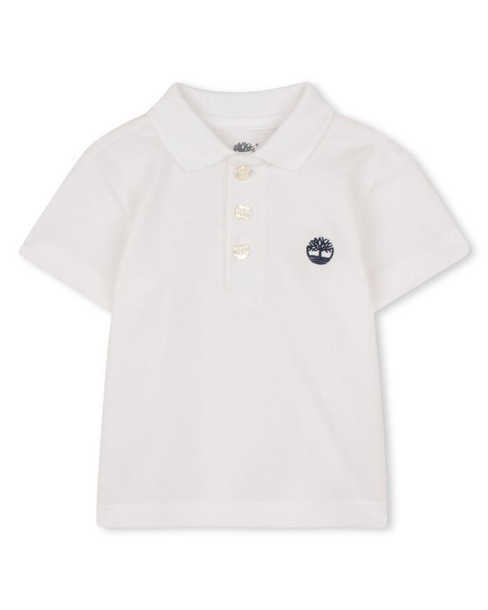 Κοντομάνικη μπλούζα TIMBERLAND τύπου polo, σε χρώμα λευκό.