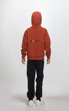 Μπλούζα φούτερ JOYCE σε σκούρο πορτοκαλί χρώμα με ενσωματωμένη κουκούλα.