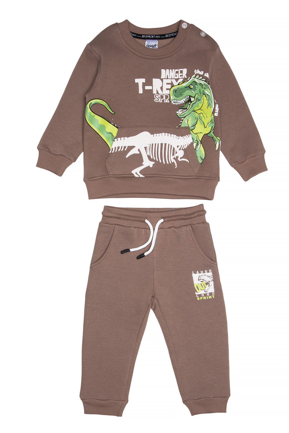 Σετ φόρμα SPRINT με στρογγυλή λαιμόκοψη σε καφέ ανοιχτό χρώμα.