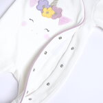 CHICCO velor bodysuit in off-white color with unicorn design.