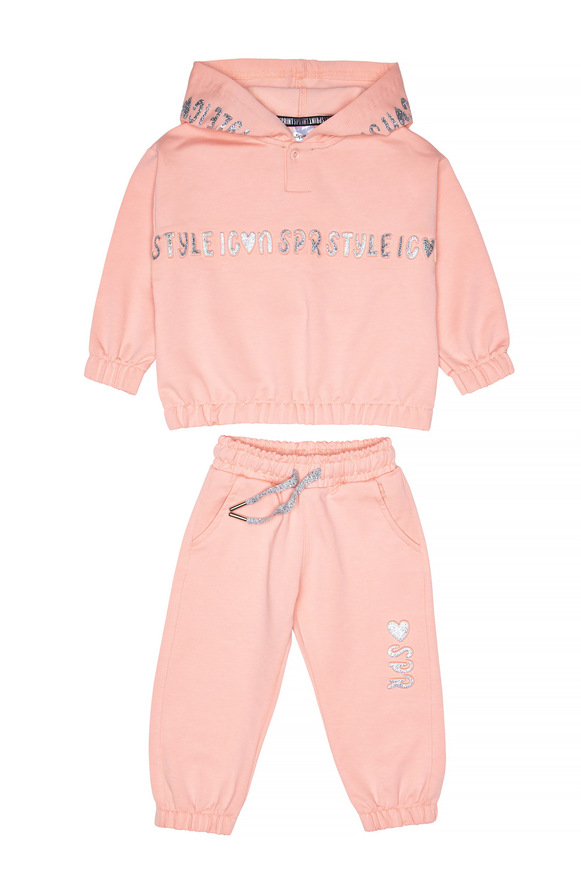 Σετ φόρμα SPRINT με κουκούλα σε σωμόν χρώμα.