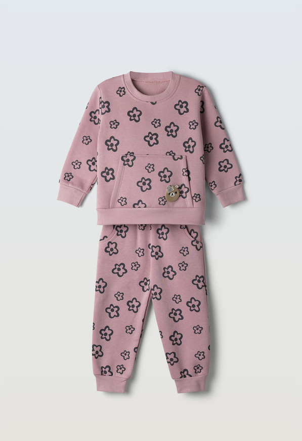 Σετ φόρμα με στρογγυλή λαιμόκοψη ΕΒΙΤΑ, σε ροζ σκούρο χρώμα.